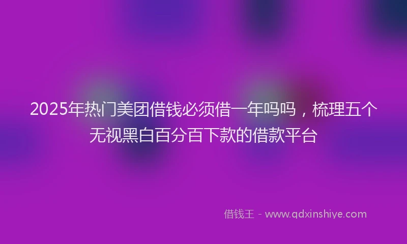 2025年热门美团借钱必须借一年吗吗，梳理五个无视黑白百分百下款的借款平台