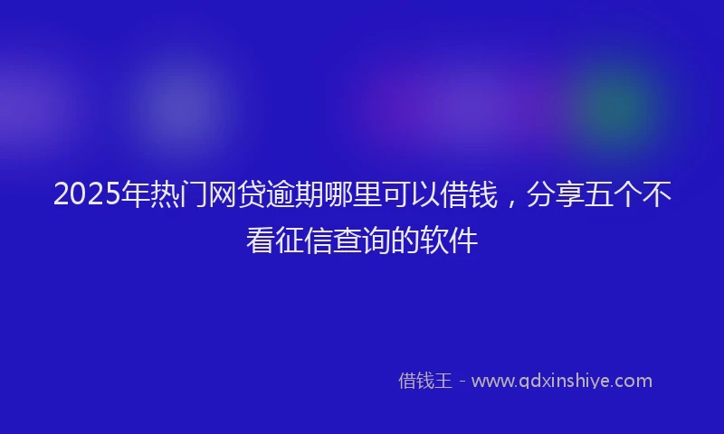 2025年热门网贷逾期哪里可以借钱，分享五个不看征信查询的软件