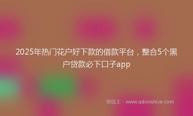 2025年热门花户好下款的借款平台，整合5个黑户贷款必下口子app