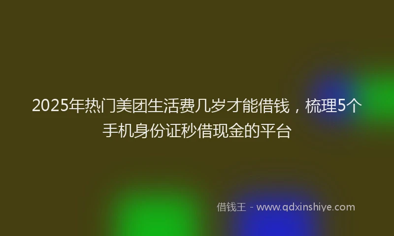2025年热门美团生活费几岁才能借钱，梳理5个手机身份证秒借现金的平台