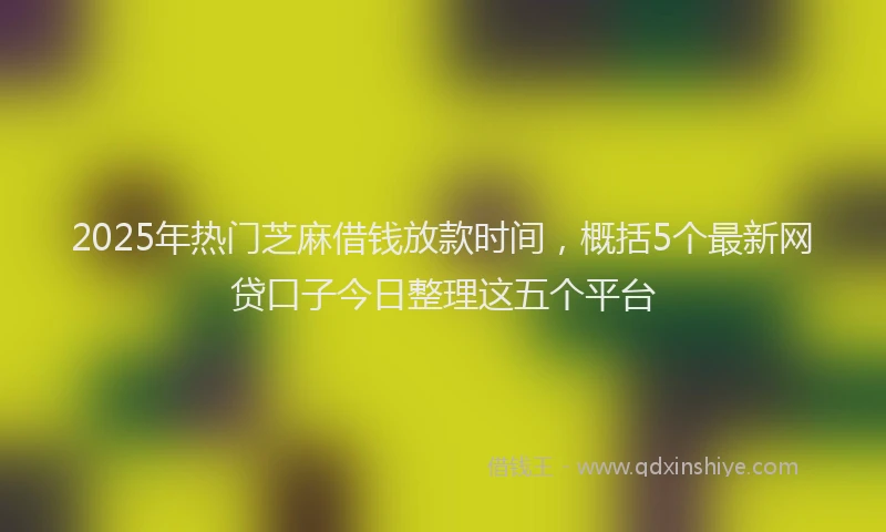 2025年热门芝麻借钱放款时间，概括5个最新网贷口子今日整理这五个平台