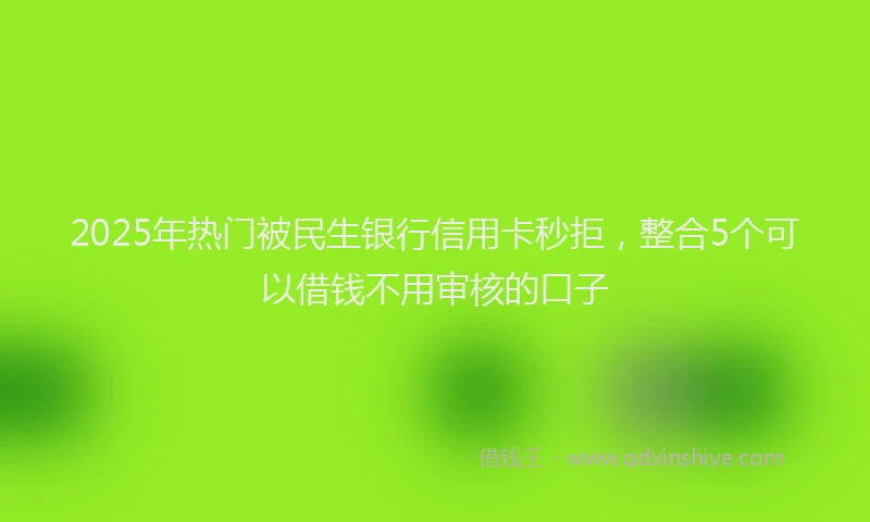 2025年热门被民生银行信用卡秒拒，整合5个可以借钱不用审核的口子