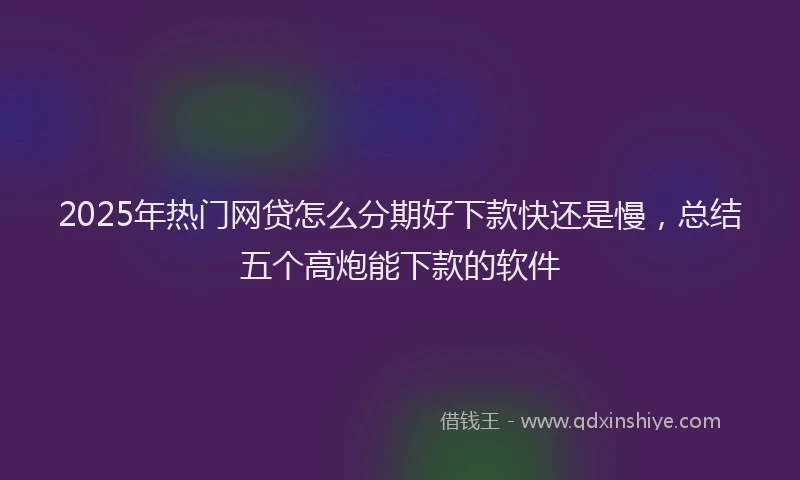 2025年热门网贷怎么分期好下款快还是慢，总结五个高炮能下款的软件