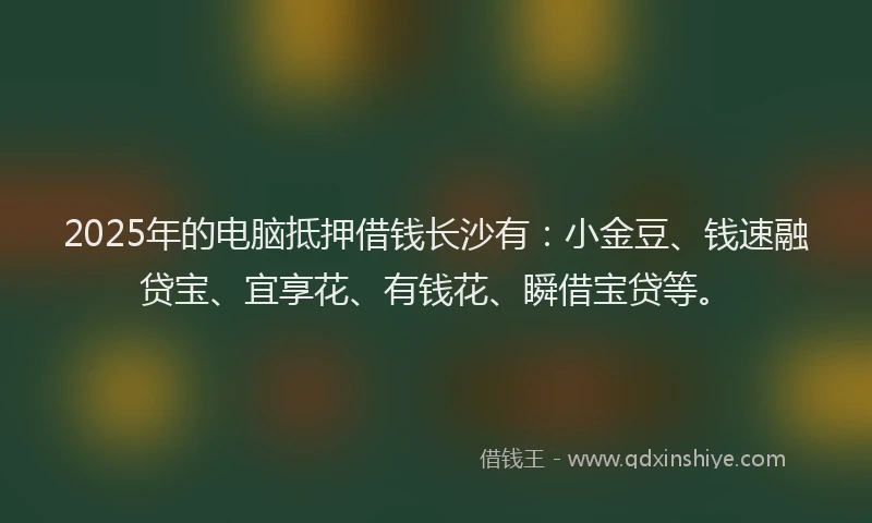 2025年的电脑抵押借钱长沙有：小金豆、钱速融贷宝、宜享花、有钱花、瞬借宝贷等。