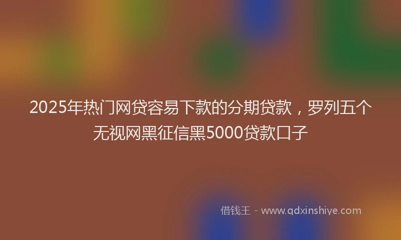 2025年热门网贷容易下款的分期贷款，罗列五个无视网黑征信黑5000贷款口子