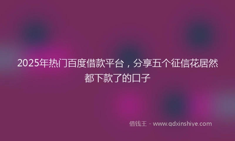 2025年热门百度借款平台，分享五个征信花居然都下款了的口子