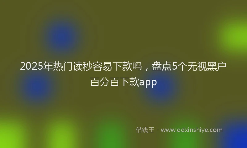 2025年热门读秒容易下款吗，盘点5个无视黑户百分百下款app