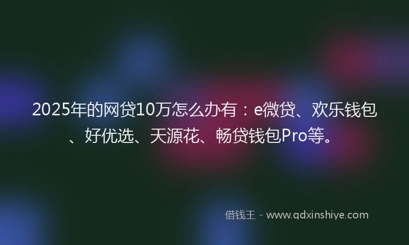 2025年的网贷10万怎么办有：e微贷、欢乐钱包、好优选、天源花、畅贷钱包Pro等。