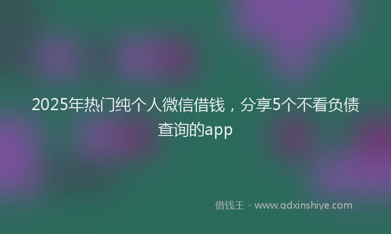 2025年热门纯个人微信借钱，分享5个不看负债查询的app