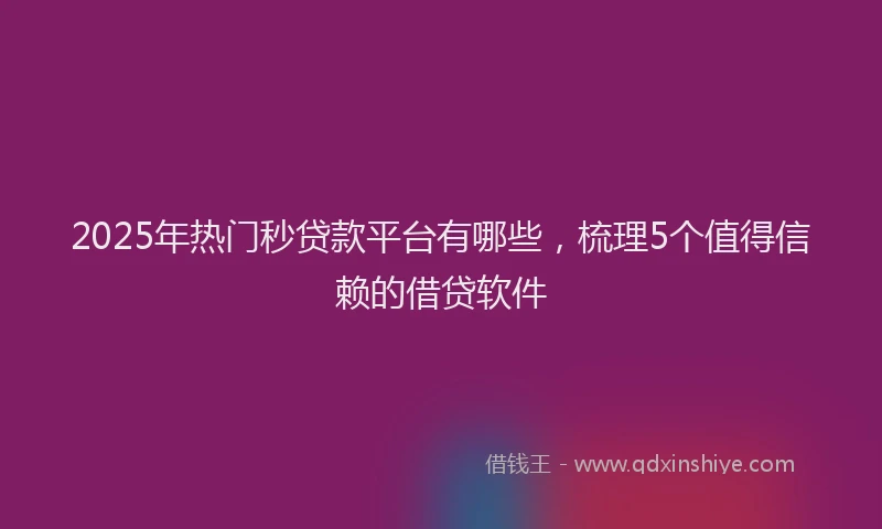 2025年热门秒贷款平台有哪些，梳理5个值得信赖的借贷软件