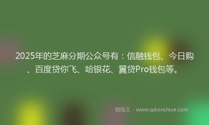 2025年的芝麻分期公众号有：信融钱包、今日购、百度贷你飞、哈银花、翼贷Pro钱包等。