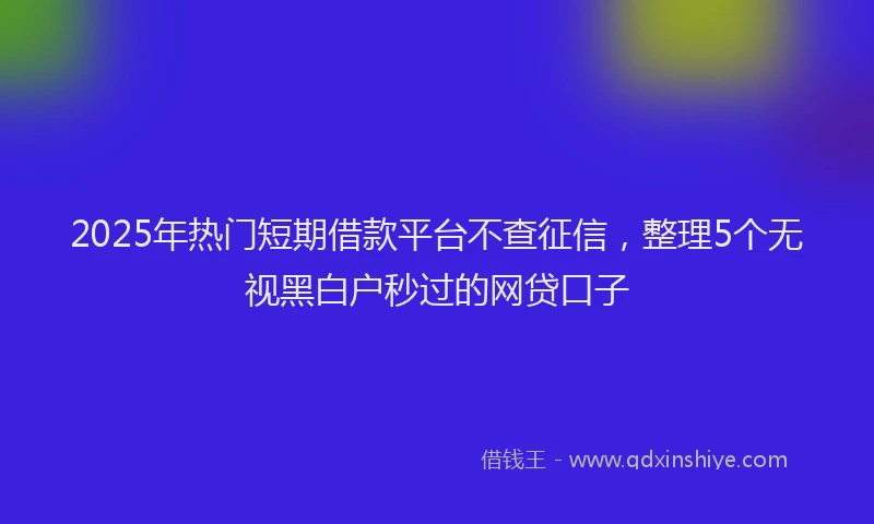 2025年热门短期借款平台不查征信，整理5个无视黑白户秒过的网贷口子