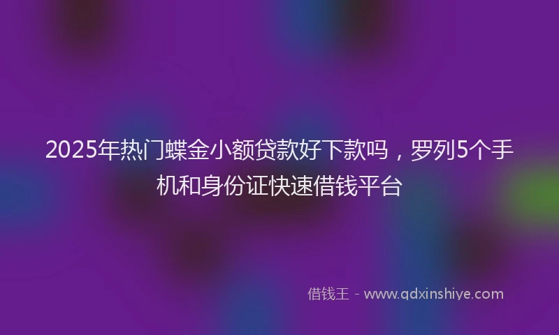 2025年热门蝶金小额贷款好下款吗，罗列5个手机和身份证快速借钱平台