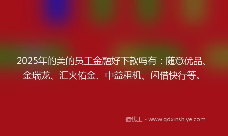 2025年的美的员工金融好下款吗有：随意优品、金瑞龙、汇火佑金、中益租机、闪借快行等。