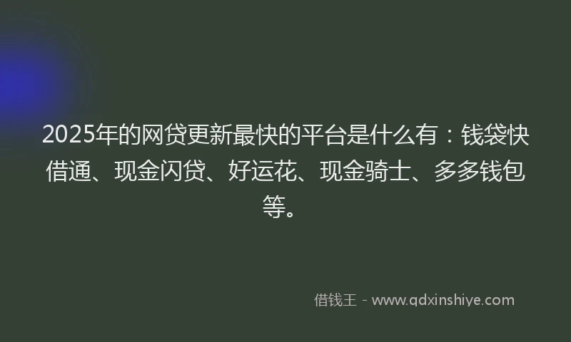 2025年的网贷更新最快的平台是什么有：钱袋快借通、现金闪贷、好运花、现金骑士、多多钱包等。