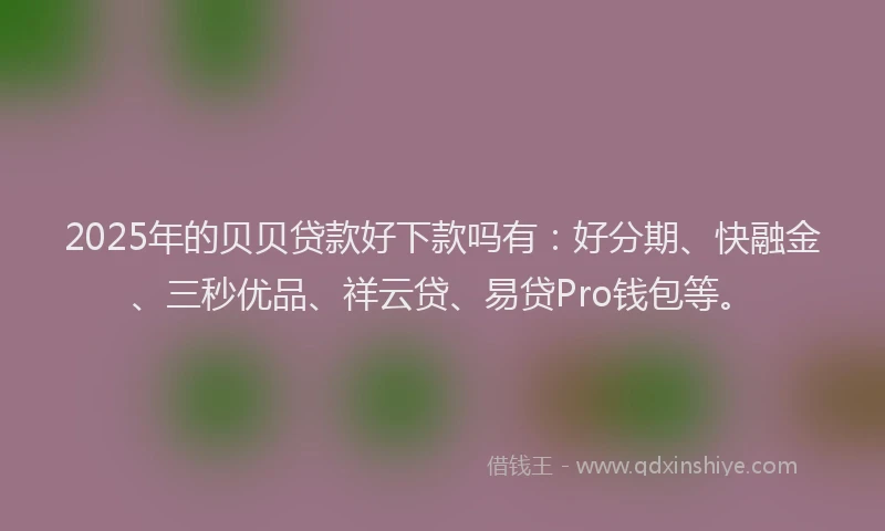 2025年的贝贝贷款好下款吗有：好分期、快融金、三秒优品、祥云贷、易贷Pro钱包等。