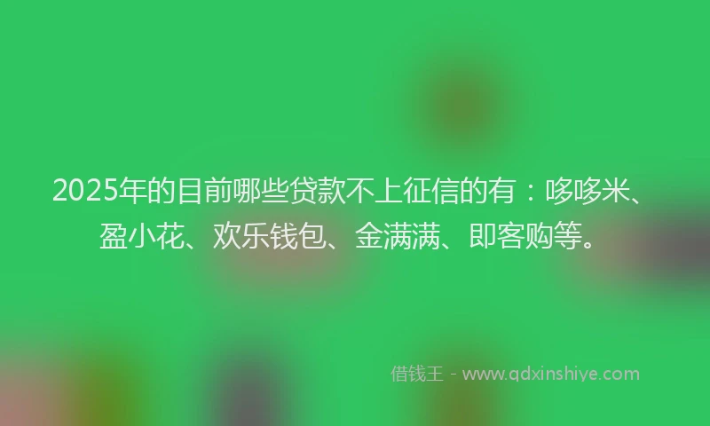 2025年的目前哪些贷款不上征信的有：哆哆米、盈小花、欢乐钱包、金满满、即客购等。