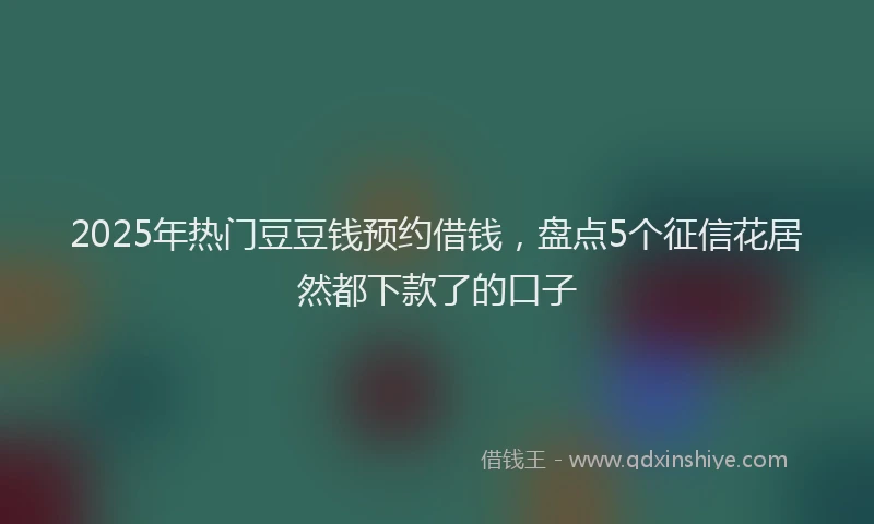 2025年热门豆豆钱预约借钱，盘点5个征信花居然都下款了的口子