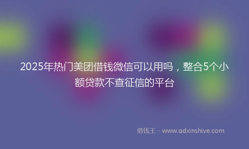 2025年热门美团借钱微信可以用吗，整合5个小额贷款不查征信的平台