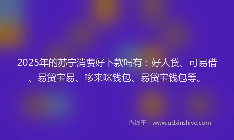 2025年的苏宁消费好下款吗有：好人贷、可易借、易贷宝易、哆来咪钱包、易贷宝钱包等。