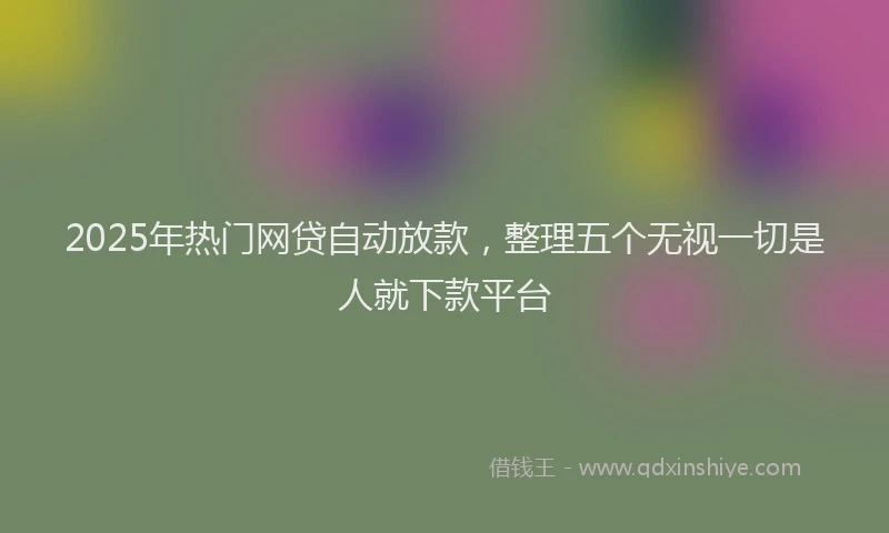 2025年热门网贷自动放款，整理五个无视一切是人就下款平台