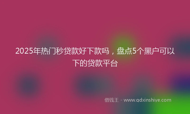 2025年热门秒贷款好下款吗，盘点5个黑户可以下的贷款平台