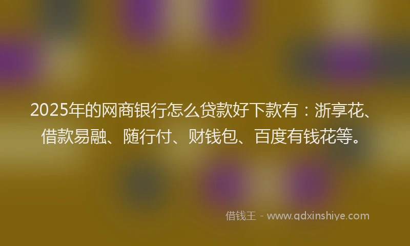 2025年的网商银行怎么贷款好下款有：浙享花、借款易融、随行付、财钱包、百度有钱花等。