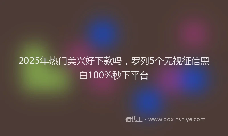 2025年热门美兴好下款吗，罗列5个无视征信黑白100%秒下平台