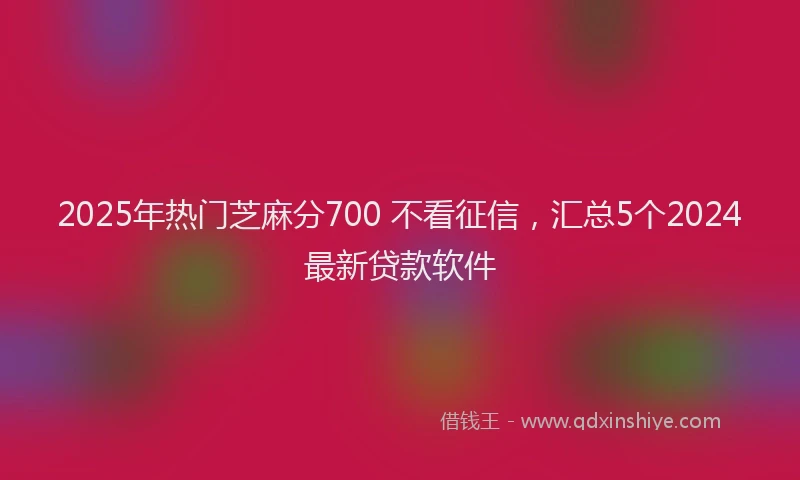 2025年热门芝麻分700 不看征信，汇总5个2024最新贷款软件