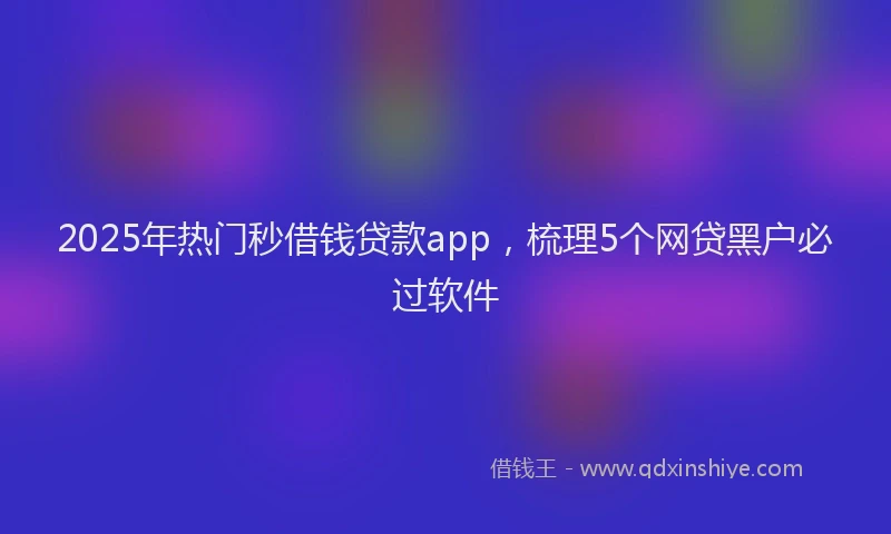 2025年热门秒借钱贷款app，梳理5个网贷黑户必过软件