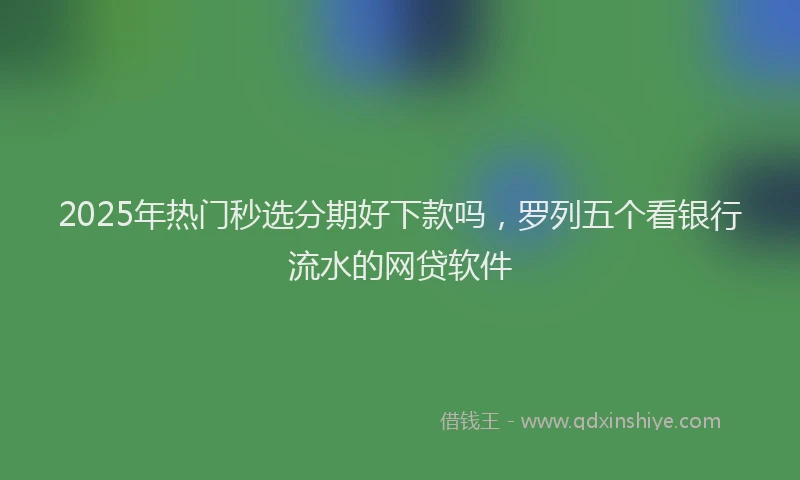 2025年热门秒选分期好下款吗，罗列五个看银行流水的网贷软件