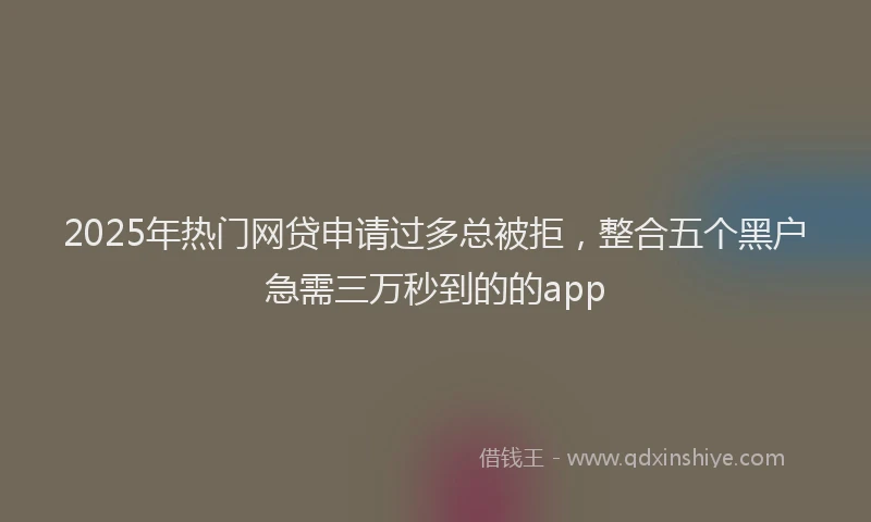 2025年热门网贷申请过多总被拒，整合五个黑户急需三万秒到的的app