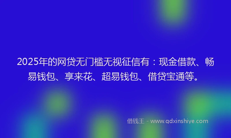2025年的网贷无门槛无视征信有：现金借款、畅易钱包、享来花、超易钱包、借贷宝通等。