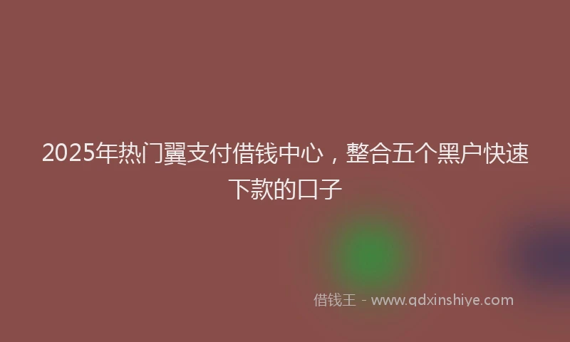 2025年热门翼支付借钱中心，整合五个黑户快速下款的口子