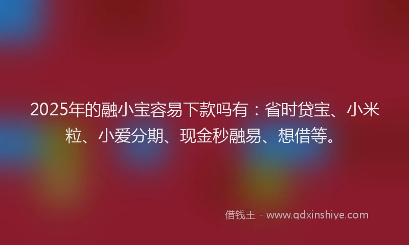 2025年的融小宝容易下款吗有：省时贷宝、小米粒、小爱分期、现金秒融易、想借等。