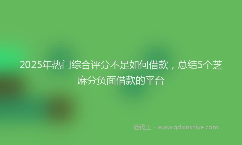 2025年热门综合评分不足如何借款，总结5个芝麻分负面借款的平台