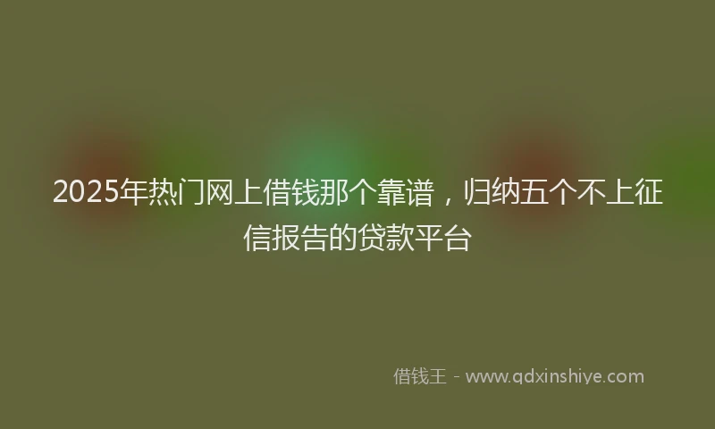 2025年热门网上借钱那个靠谱，归纳五个不上征信报告的贷款平台