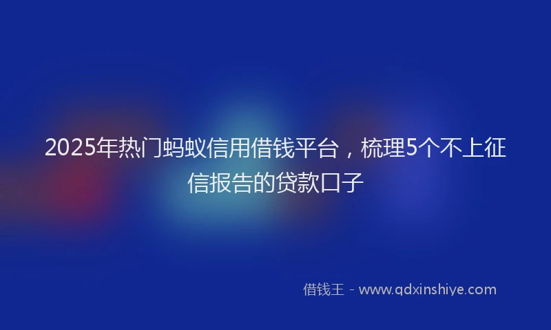 2025年热门蚂蚁信用借钱平台，梳理5个不上征信报告的贷款口子