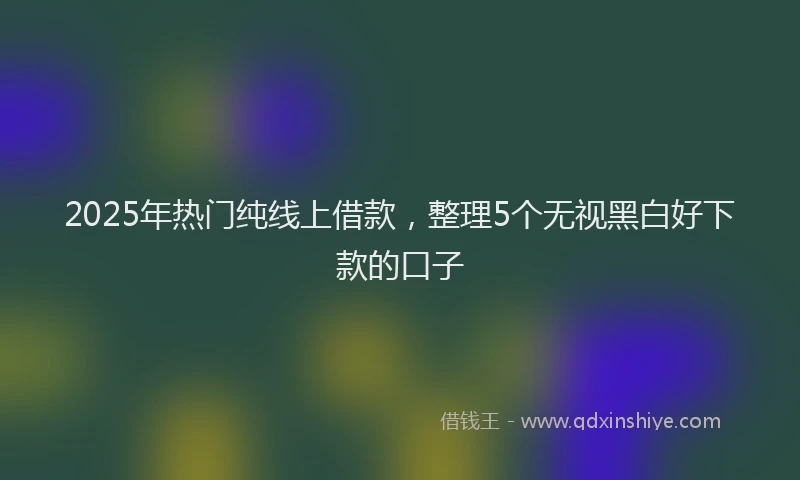 2025年热门纯线上借款，整理5个无视黑白好下款的口子
