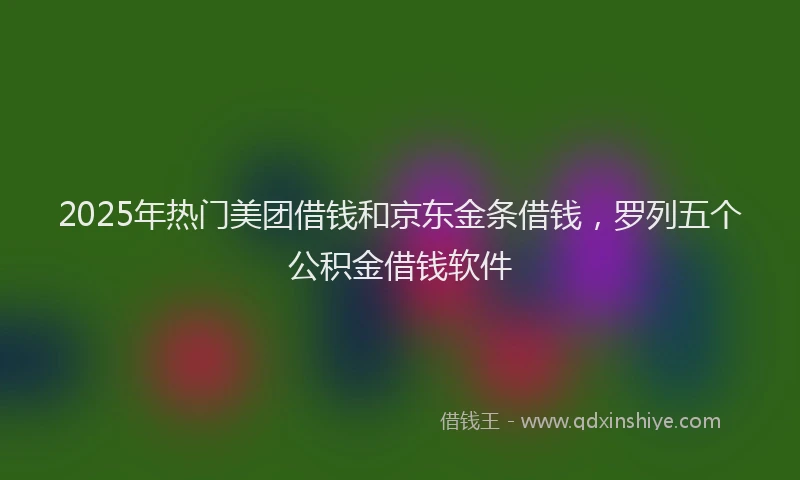 2025年热门美团借钱和京东金条借钱，罗列五个公积金借钱软件