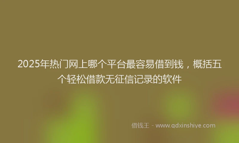 2025年热门网上哪个平台最容易借到钱，概括五个轻松借款无征信记录的软件