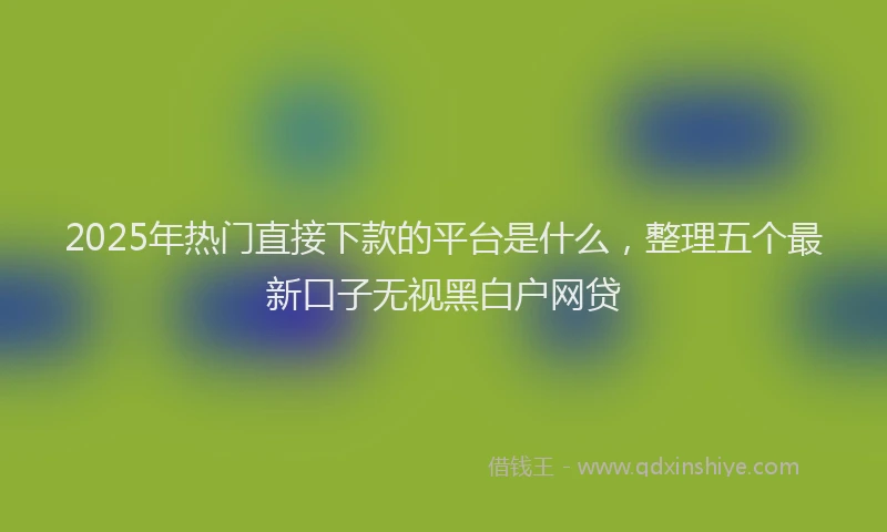 2025年热门直接下款的平台是什么，整理五个最新口子无视黑白户网贷