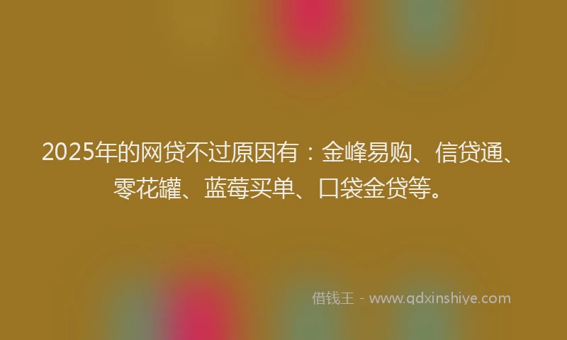 2025年的网贷不过原因有：金峰易购、信贷通、零花罐、蓝莓买单、口袋金贷等。