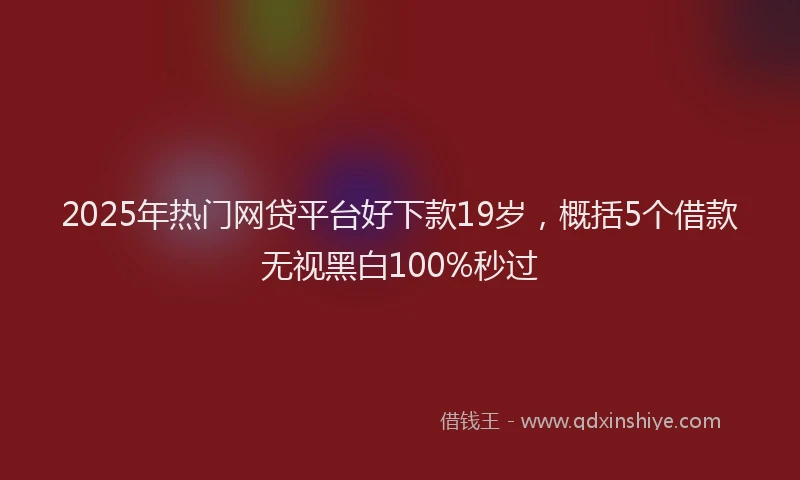 2025年热门网贷平台好下款19岁，概括5个借款无视黑白100%秒过