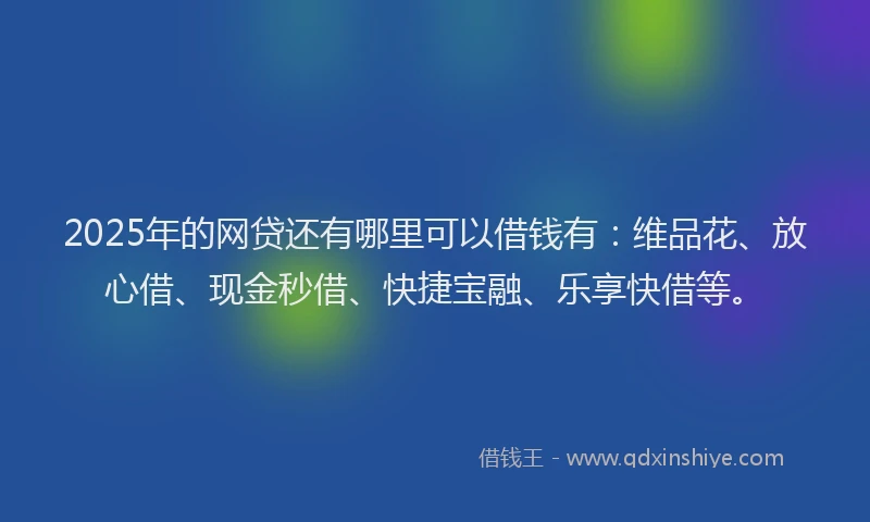 2025年的网贷还有哪里可以借钱有：维品花、放心借、现金秒借、快捷宝融、乐享快借等。