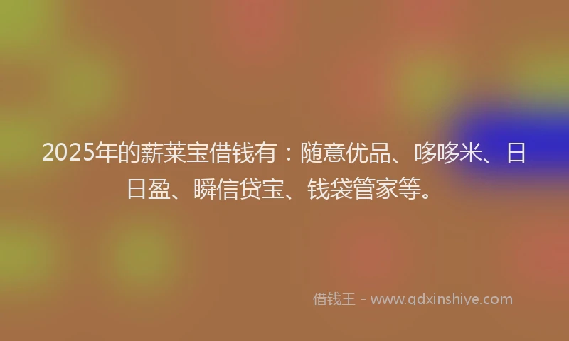 2025年的薪莱宝借钱有：随意优品、哆哆米、日日盈、瞬信贷宝、钱袋管家等。