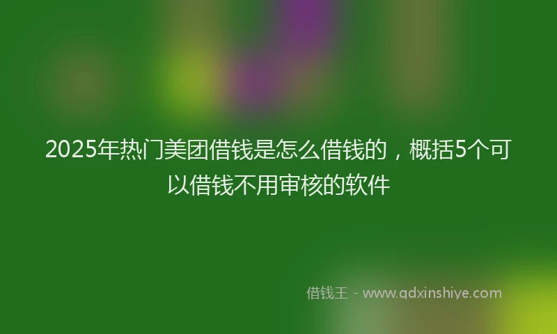 2025年热门美团借钱是怎么借钱的，概括5个可以借钱不用审核的软件