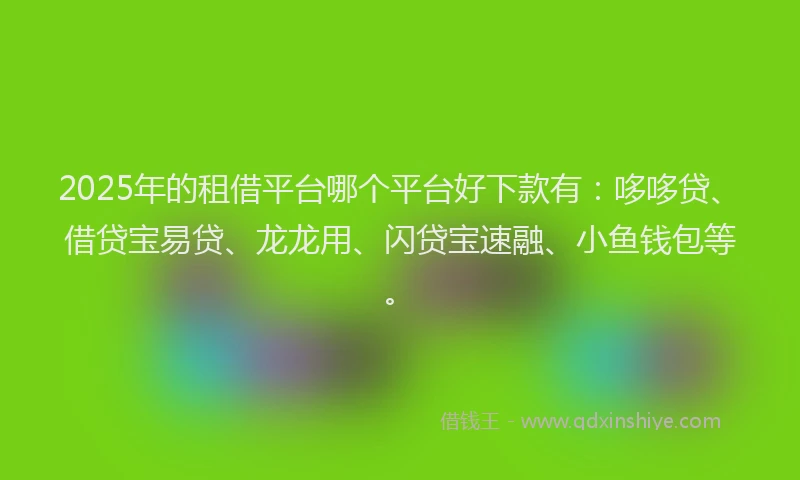 2025年的租借平台哪个平台好下款有：哆哆贷、借贷宝易贷、龙龙用、闪贷宝速融、小鱼钱包等。