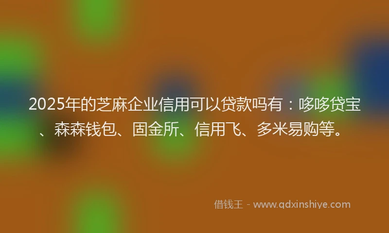 2025年的芝麻企业信用可以贷款吗有：哆哆贷宝、森森钱包、固金所、信用飞、多米易购等。
