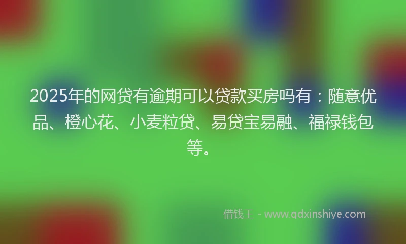 2025年的网贷有逾期可以贷款买房吗有：随意优品、橙心花、小麦粒贷、易贷宝易融、福禄钱包等。